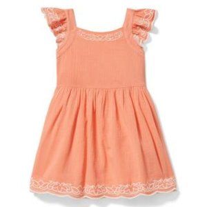 Janie and Jack Embroidered Ruffle Sleeve Sundress, Size 6 - Like New!